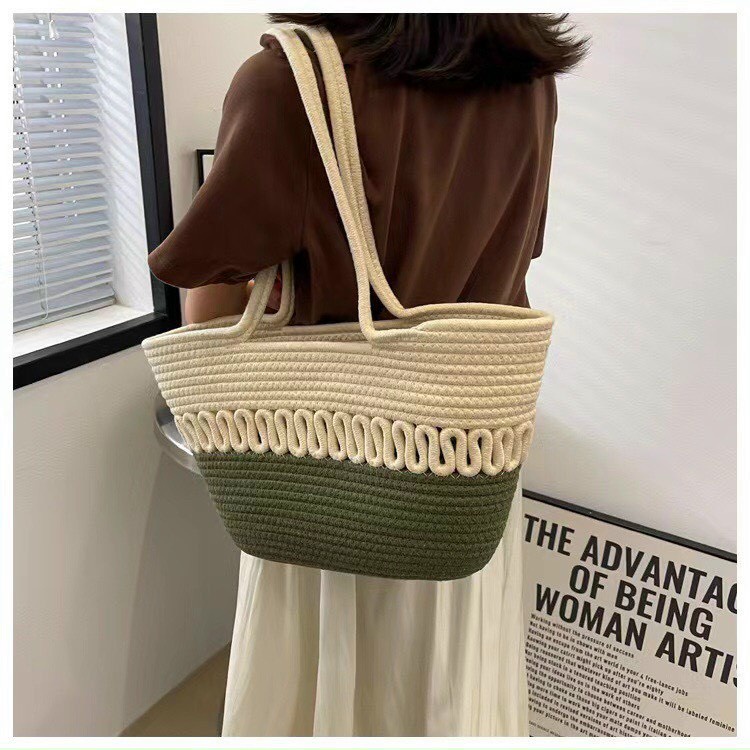 Túi cói vintage mẫu mới về size to đi biển đi du lịch phong cách trẻ trung cá tính