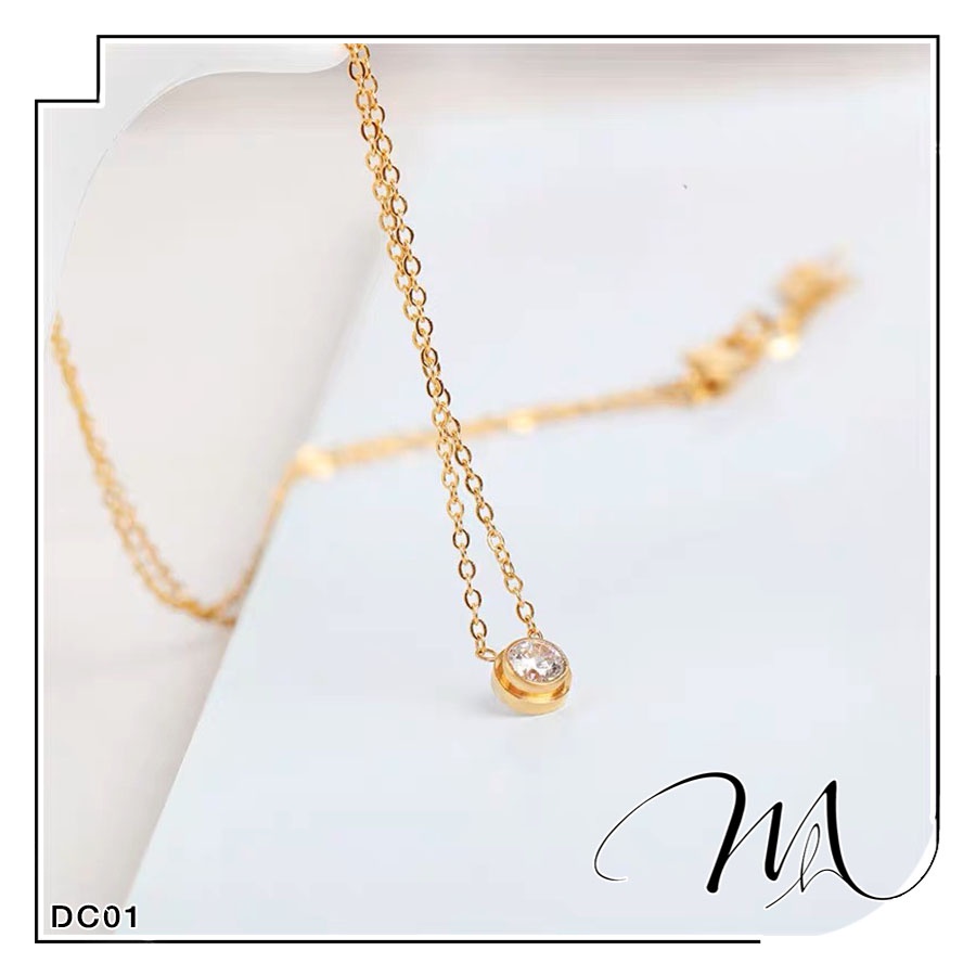 Dây chuyền nữ Titan 1 hạt đá tròn đơn giản dễ thương - Măng’s House DC01