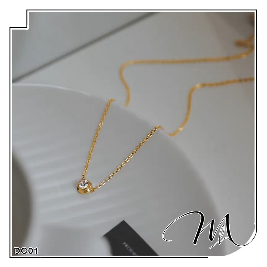 Dây chuyền nữ Titan 1 hạt đá tròn đơn giản dễ thương - Măng’s House DC01