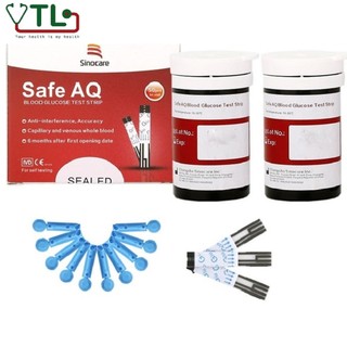 Que thử đường huyết sinocare safe aq smart 50 que thử + 50 kim chích máu