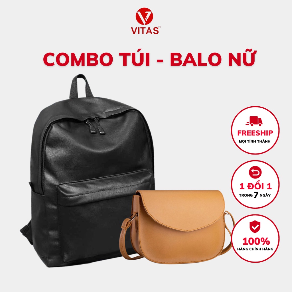 COMBO BALO DA THỜI TRANG CAO CẤP + TÚI ĐEO CHÉO DA PHONG CÁCH VITAS VTCB11