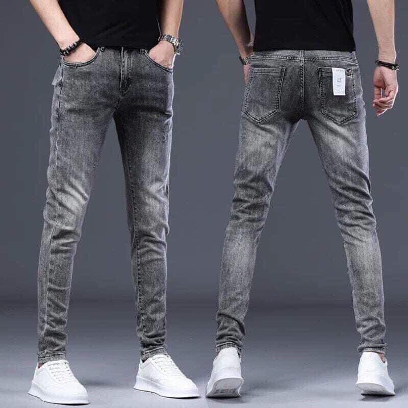 QUẦN JEAN NAM TRƠN DÀI CAO CẤP FORM SKINNY ĐP8671.N + ÁO THUN TRƠN NGẪU NHIÊN