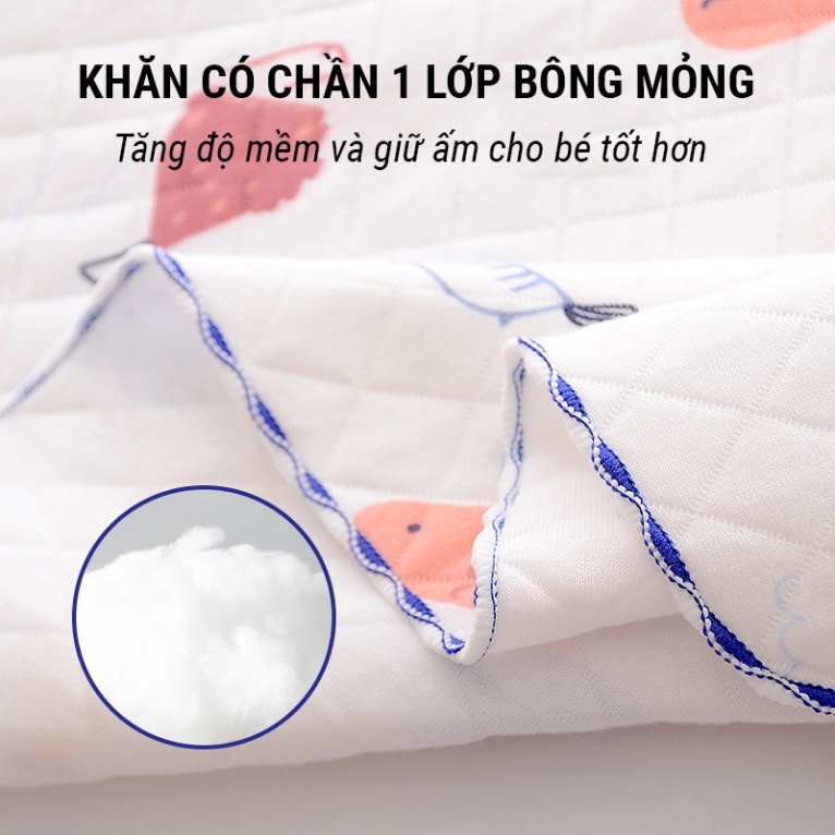 Khăn ủ cho bé sơ sinh 85cm x 85cm, vải cotton chần bông 2 lớp mềm mại, dùng làm khăn quấn bé sơ sinh, chăn đắp mùa hè