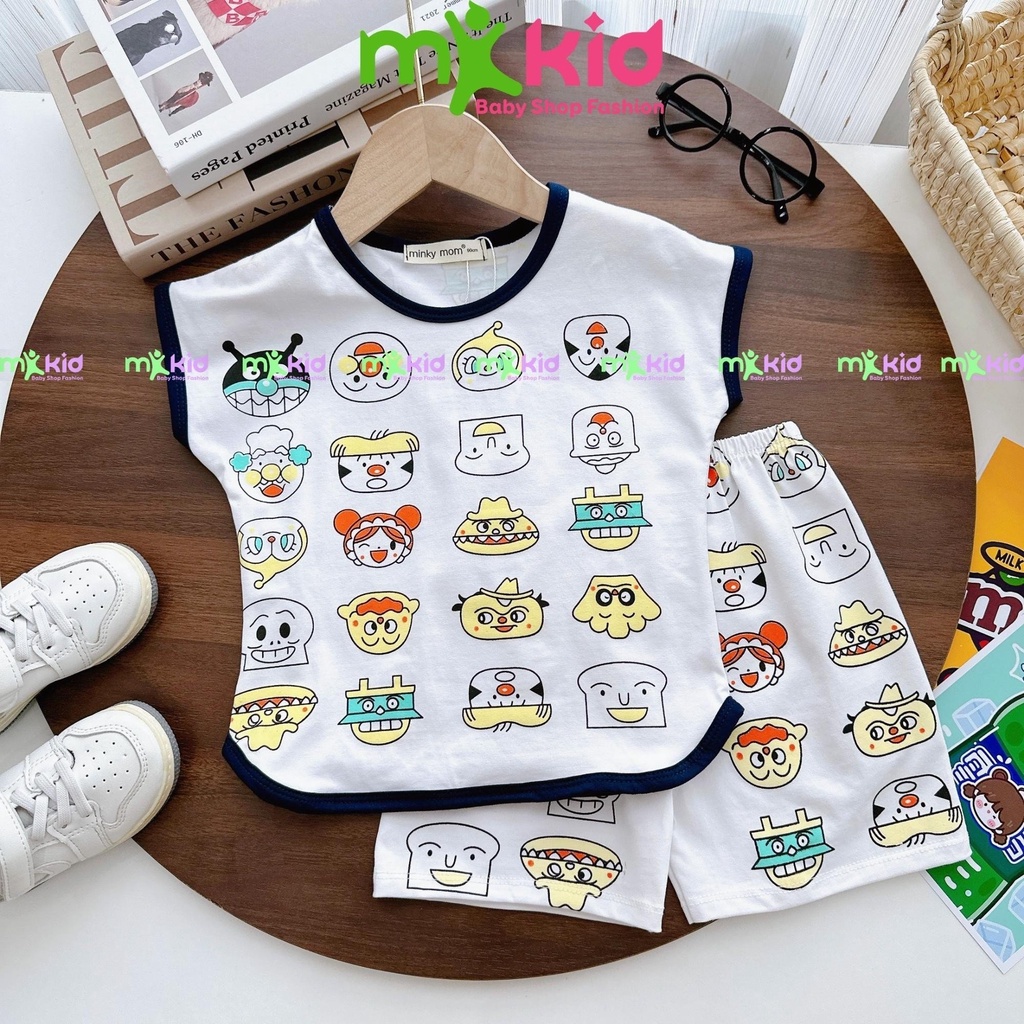 Bộ Minky Mom Cộc Tay Cho Bé 8-27Kg 💖 Bộ Minky Mom Hè Cho Bé Trai Bé Gái, Chất COTTON Cao Cấp co giãn 4 chiều