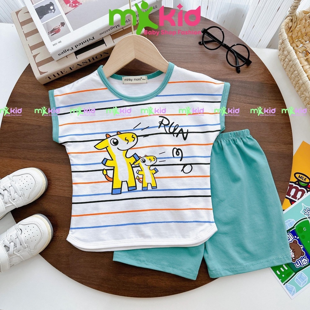 Bộ Minky Mom Cộc Tay Cho Bé 8-27Kg 💖 Bộ Minky Mom Hè Cho Bé Trai Bé Gái, Chất COTTON Cao Cấp co giãn 4 chiều
