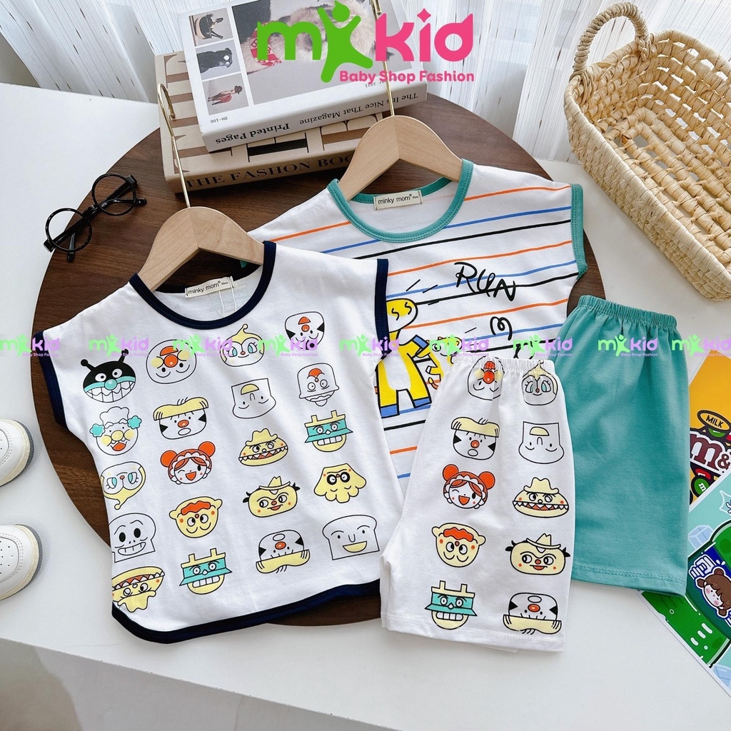 Bộ Minky Mom Cộc Tay Cho Bé 8-27Kg 💖 Bộ Minky Mom Hè Cho Bé Trai Bé Gái, Chất COTTON Cao Cấp co giãn 4 chiều