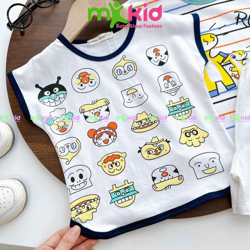 Bộ Minky Mom Cộc Tay Cho Bé 8-27Kg 💖 Bộ Minky Mom Hè Cho Bé Trai Bé Gái, Chất COTTON Cao Cấp co giãn 4 chiều