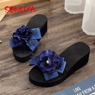 Dép Sandal Xỏ Ngón Đính Hoa Thoáng Khí Thời Trang Mùa Hè Cho Nữ