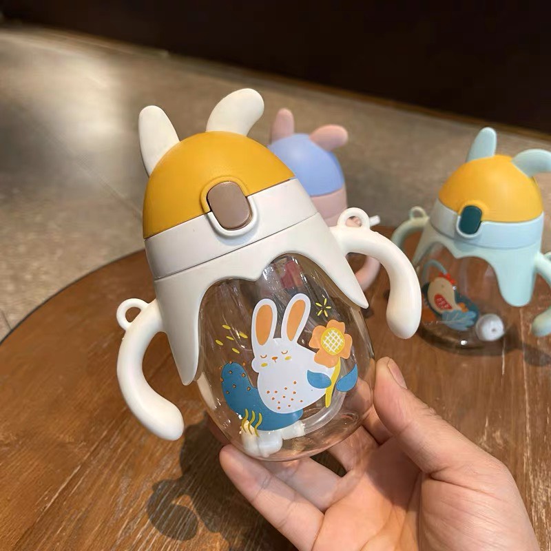 [HOT ITEMS] Bình tập uống nước tai thỏ chống sặc có tay cầm 250ml