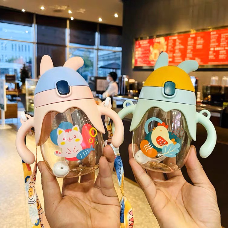 [HOT ITEMS] Bình tập uống nước tai thỏ chống sặc có tay cầm 250ml