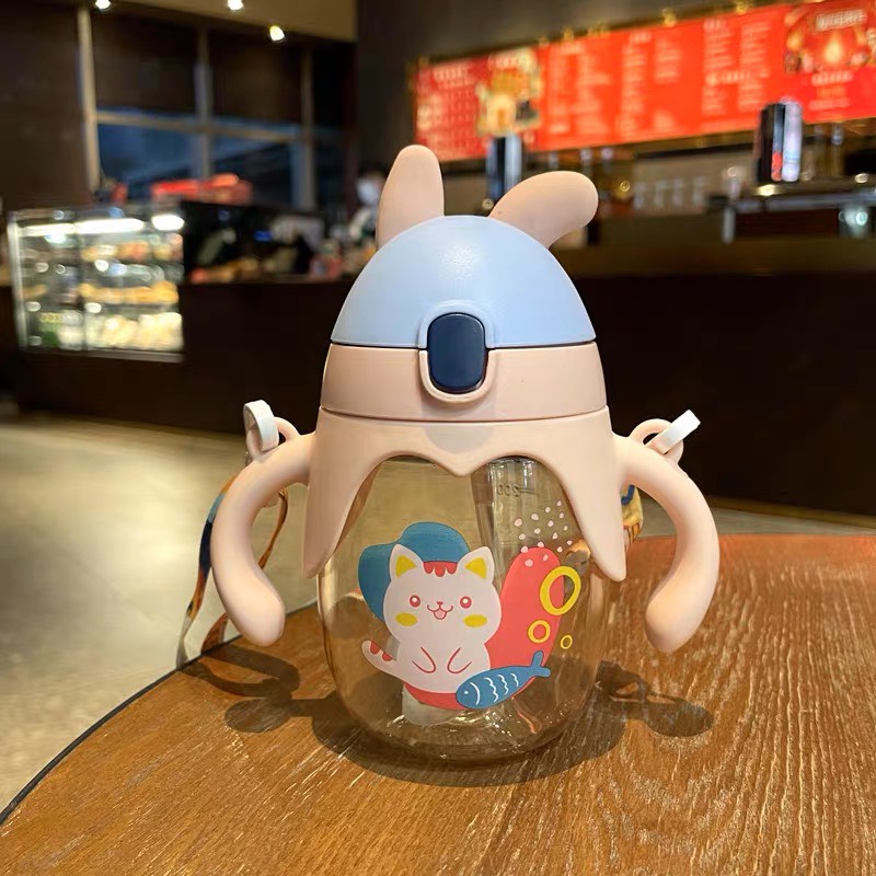 [HOT ITEMS] Bình tập uống nước tai thỏ chống sặc có tay cầm 250ml