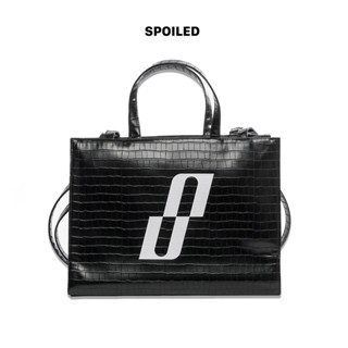  Túi đeo chéo quai cầm SPOILED Da PU Đen dập vân M - Black CroPrint Top-Handle Bag 