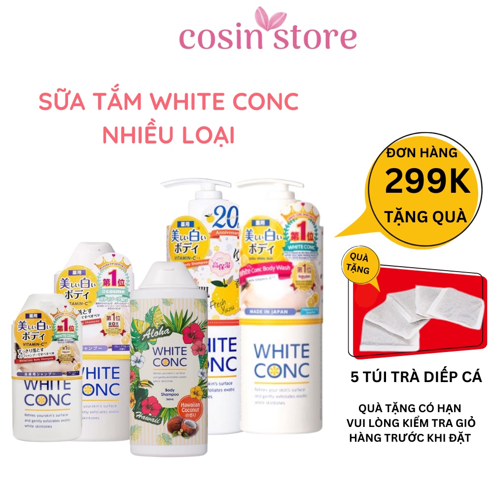 Sữa Tắm Trắng Da White Conc Body Nhật Bản 600ml 360ml 150ml WhiteConc Body Shampoo vitamin C