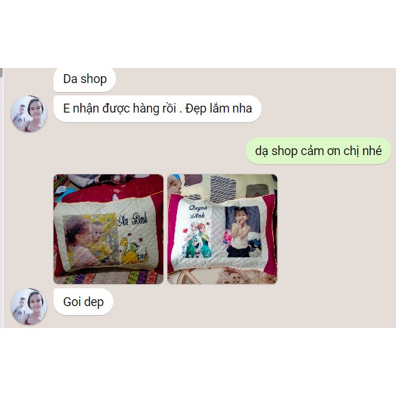 Gối in tên bé in hình theo yêu cầu khách  35*50cm
