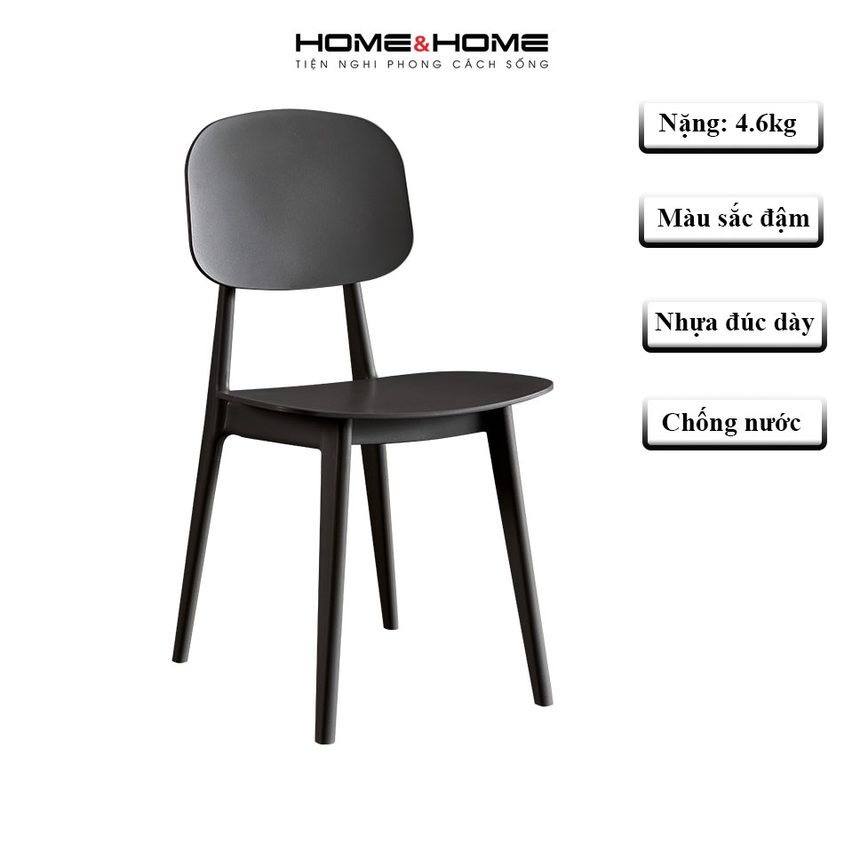Ghế Nhựa Đúc PP Home&Home Loại Dày 4.6kg - Ghế Ăn Gia Đình, Ghế Cafe Nhiều Màu Decor Trang Trí Nhà Hàng, Ban Công