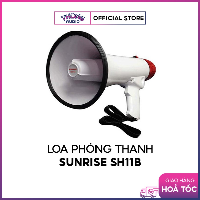 Loa phóng thanh Sunrise SH11B loại có Pin sạc - có thể gắn pin rời - công suất loa 25W, có nút báo động, nút ghi âm