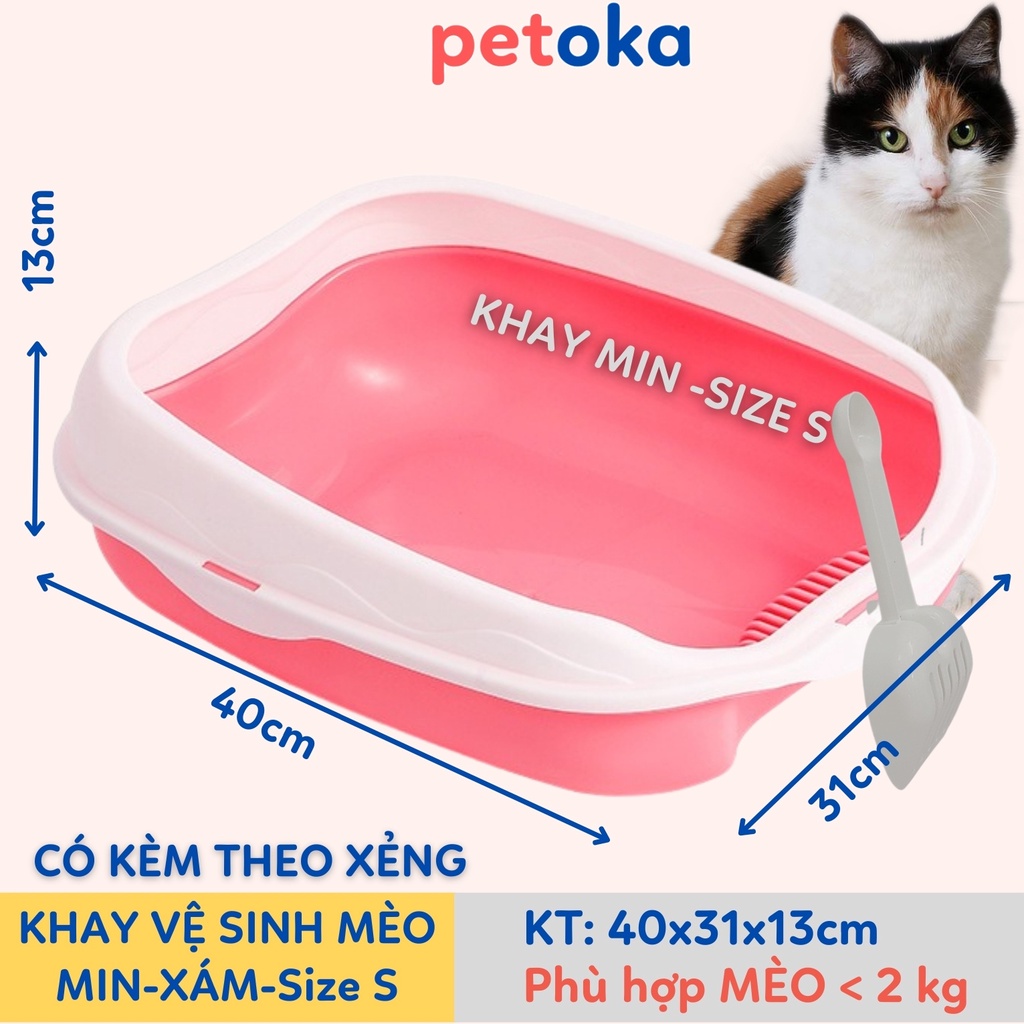 Chậu vệ sinh cho mèo khay thành cao cỡ size M to vừa phù hợp bé đến 4kg