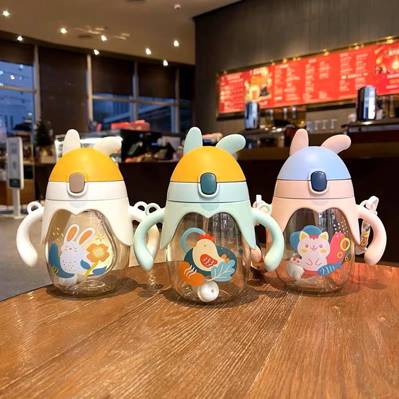 [HOT ITEMS] Bình tập uống nước tai thỏ chống sặc có tay cầm 250ml