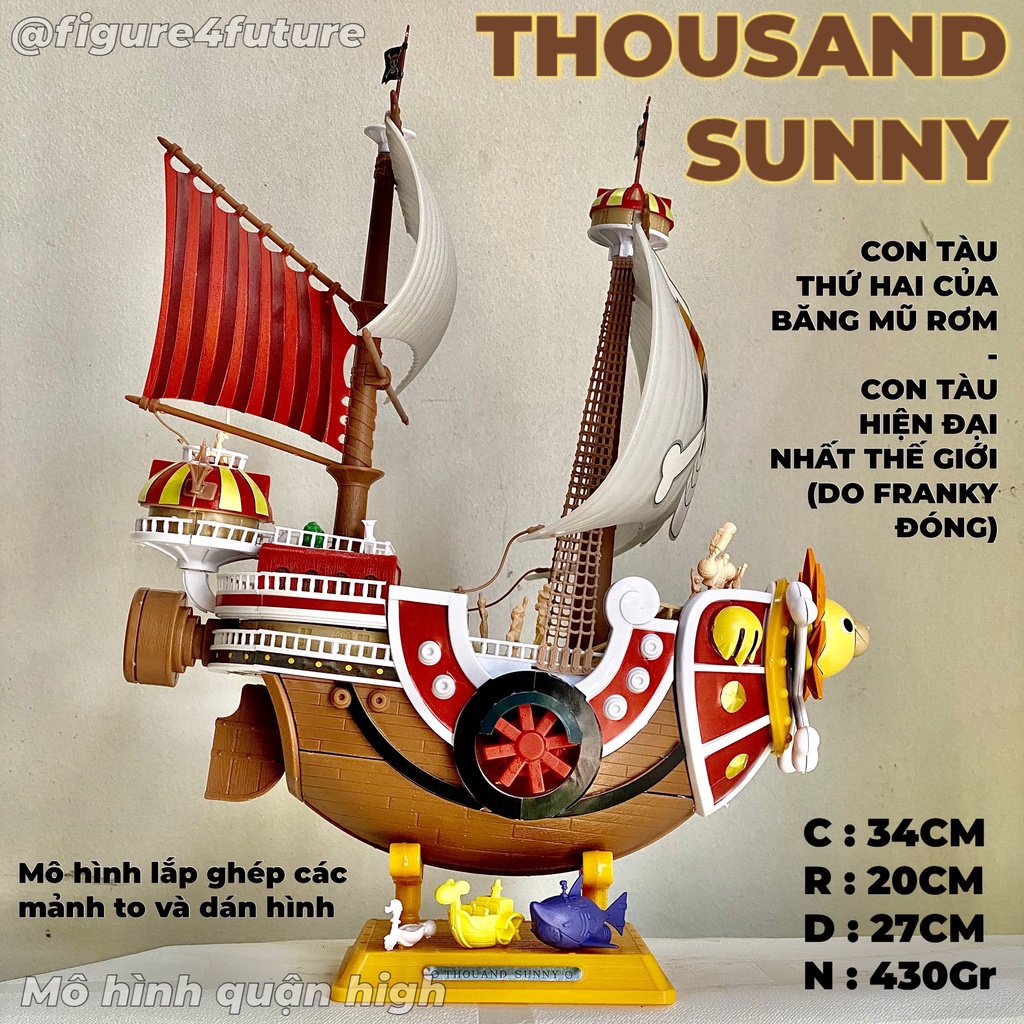 Mô hình con tàu Thousand Sunny của băng mũ Rơm - Thousand Sunny cao 34CM - Mô hình lắp ghép tàu Thousand Sunny