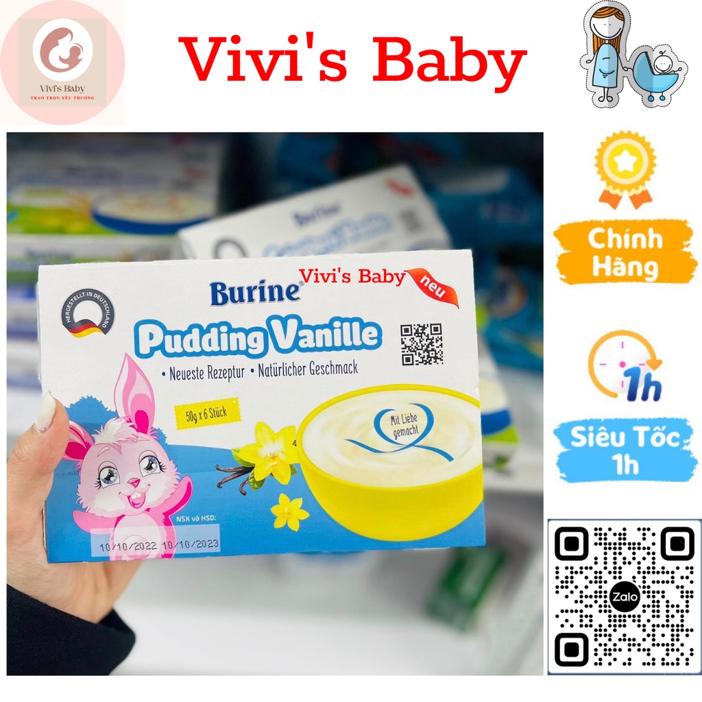 Cháo sữa Burine HiPP ăn dặm Pudding Vani [1 Lốc 6 Hũ] [6x50g] Date 04/2024 - 1 Đổi 1 Nếu Lỗi NSX