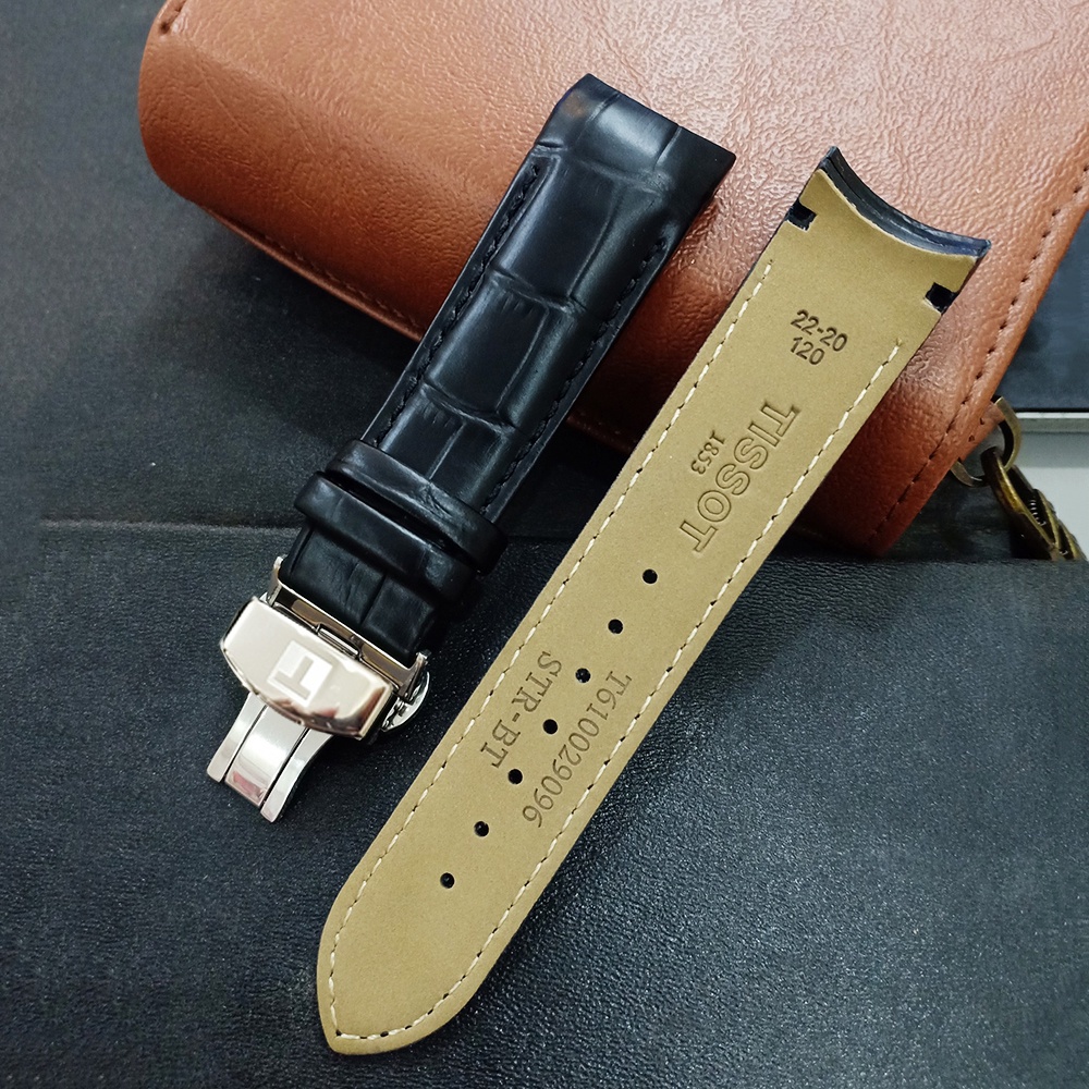 Dây đồng hồ da Tissot ĐẦU ÔM size 20/22/23/24mm có khóa logo 2 màu ĐEN, NÂU