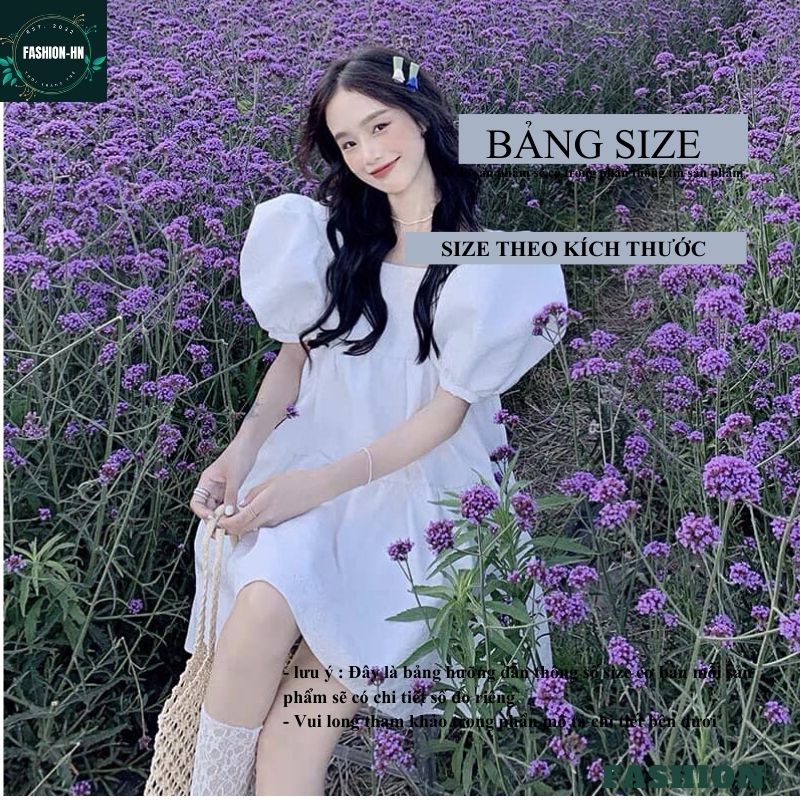 Váy trắng babydoll nữ tay bồng - Đầm xoè đi biển màu trắng tiểu thư công chúa siêu xinh xắn dễ thương - FASHION V95
