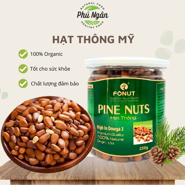 Hạt thông, hạt thông mỹ vị tự nhiên, rất ngon, hộp 250gr, 500gr