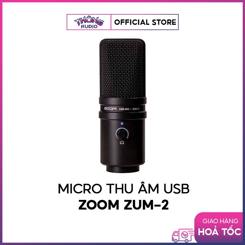 Micro thu âm USB Zoom ZUM-2 - hoàn hảo cho Podcast, streaming, lồng tiếng - cho âm thanh trung thực, Hàng chính hãng