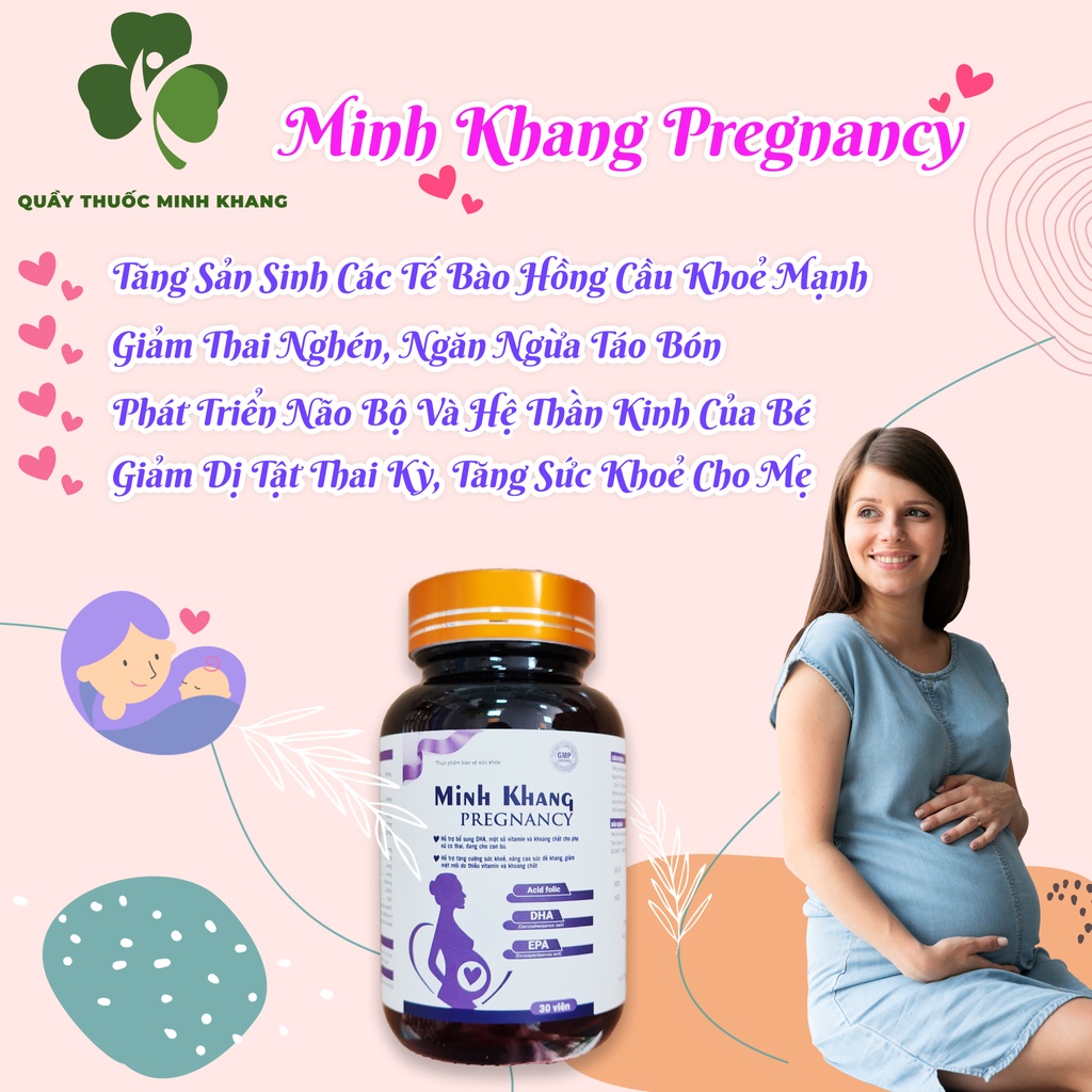 Thực Phẩm Bổ Sung Vitamin, Sắt Và Khoáng Chất Cho Mẹ Bầu Minh Khang Pregnancy - Hộp 30 Viên