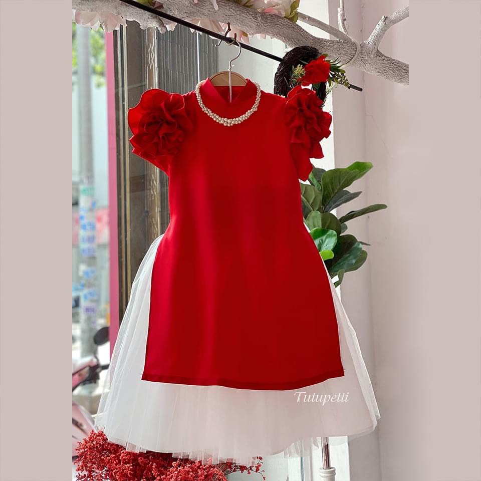 Váy dài bé gái tay hoa 11-34kg HollaBaby