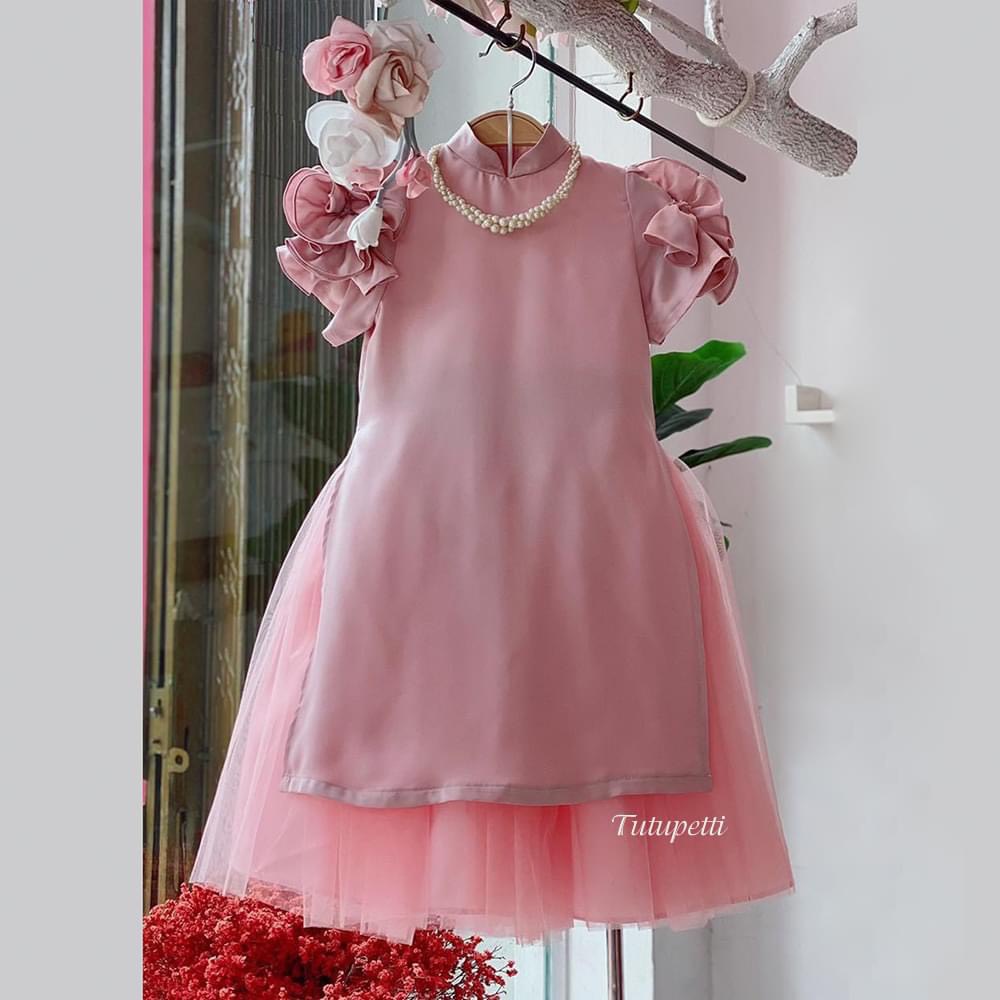 Váy dài bé gái tay hoa 11-34kg HollaBaby