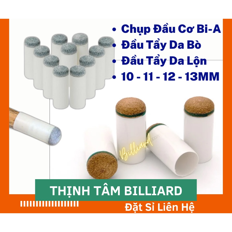 Chụp ĐẦU CƠ Bida Đài Loan ĐẦU CHỤP Da Bò GẬY BI-A 11MM 12MM 13MM [ Chụp Đầu Cơ ]