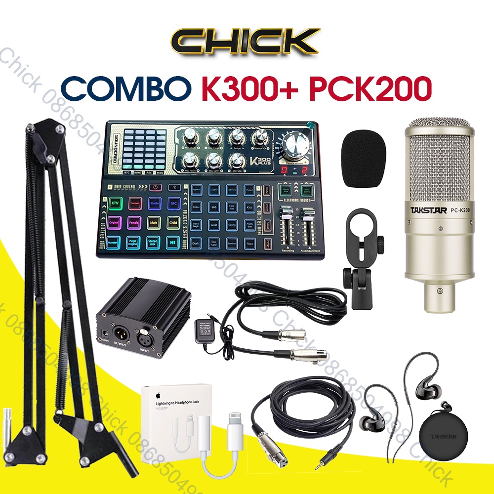 Combo Soundcard K300 & Mic Takstar PCK200, Combo Mic Thu Âm , Livestream ⚡BH 1 NĂM⚡ Âm Thanh Cực Hay, Dễ Sử Dụng | BigBuy360 - bigbuy360.vn