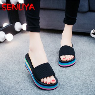 Dép Sandal Đế Màu Cầu Vồng Thời Trang Dành Cho Bạn Nữ