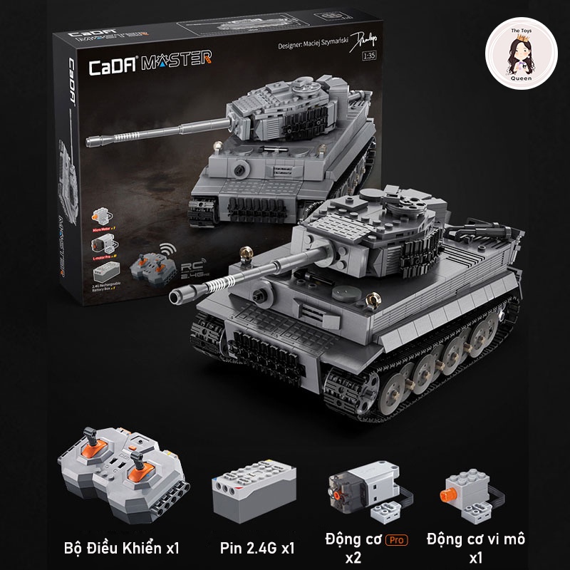 Đồ Chơi Lắp Ráp Kiểu LEGO Technic Mô Hình Xe Tăng Chiến Đấu Điều Khiển Từ Xa RC Tiger Tank C61071 Với 925 Mảnh Ghép