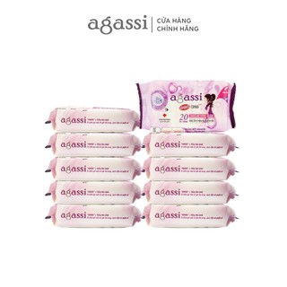 Combo10 gói khăn giấy ướt Agassi 20 tờ