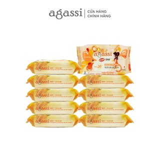 Combo10 gói khăn giấy ướt Agassi 20 tờ