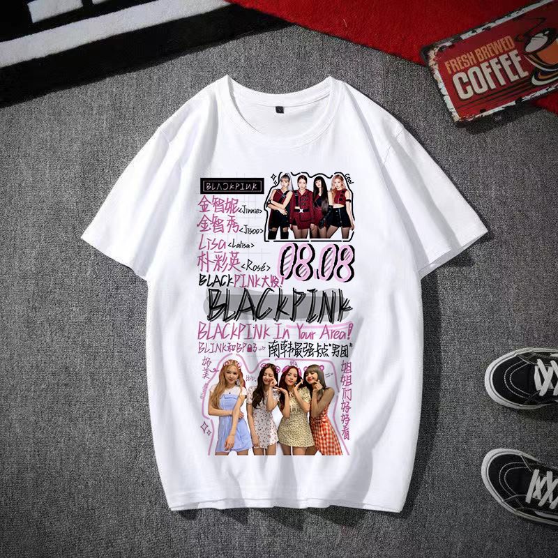 Áo Thun Nữ Ngắn Tay In Chữ blackpink Thời Trang Hàn Quốc