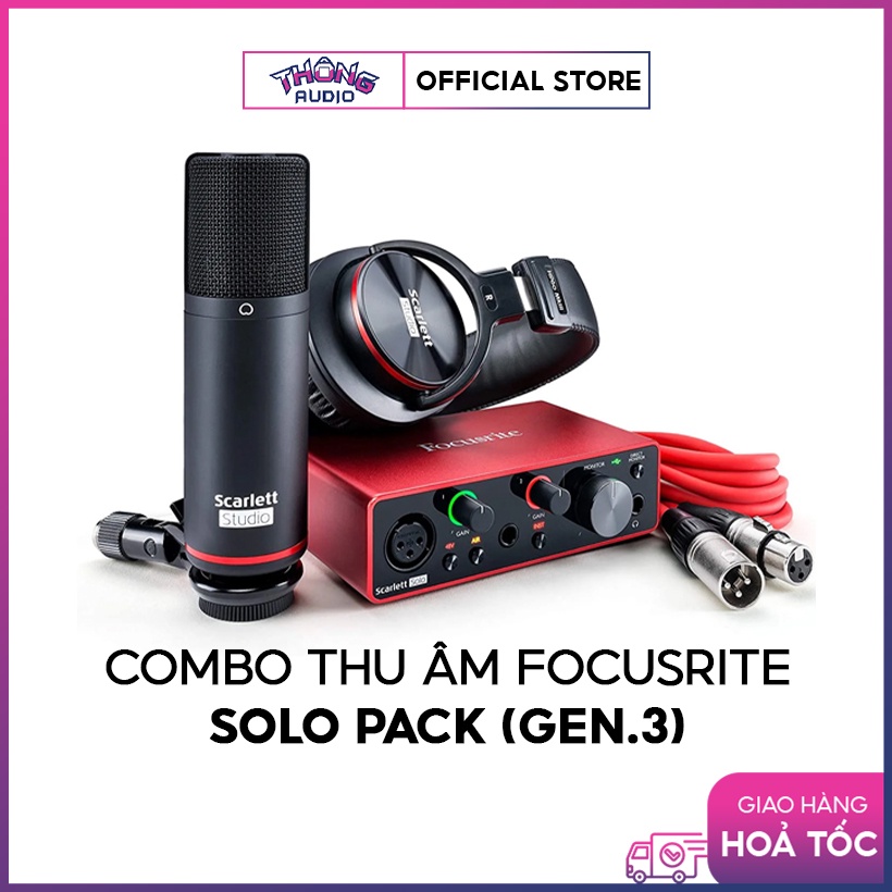 Combo Thu âm FOCUSRITE Solo Pack  - Hàng chính hãng bảo hành 3 năm, tặng kèm màn lọc, hỗ trợ cài đặt