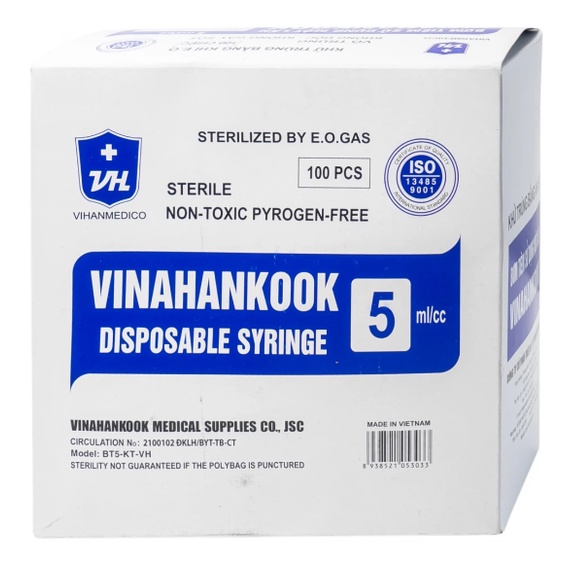 Bơm tiêm sử dụng một lần VINAHANKOOK 1cc 3cc 5cc 10cc 20cc