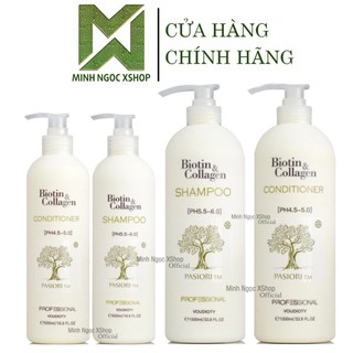 Dầu gội xả phục hồi, chống rụng tóc Biotin trắng, Biotin Collagen Voudioty 500ML - 1000ML chính hãng