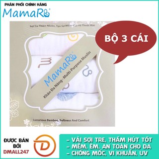 Bộ 3 khăn đa năng vải sợi tre cho bé 120x120 mamaru ma-kdn03 - diệt khuẩn, hút ẩm tốt, kháng tia uv