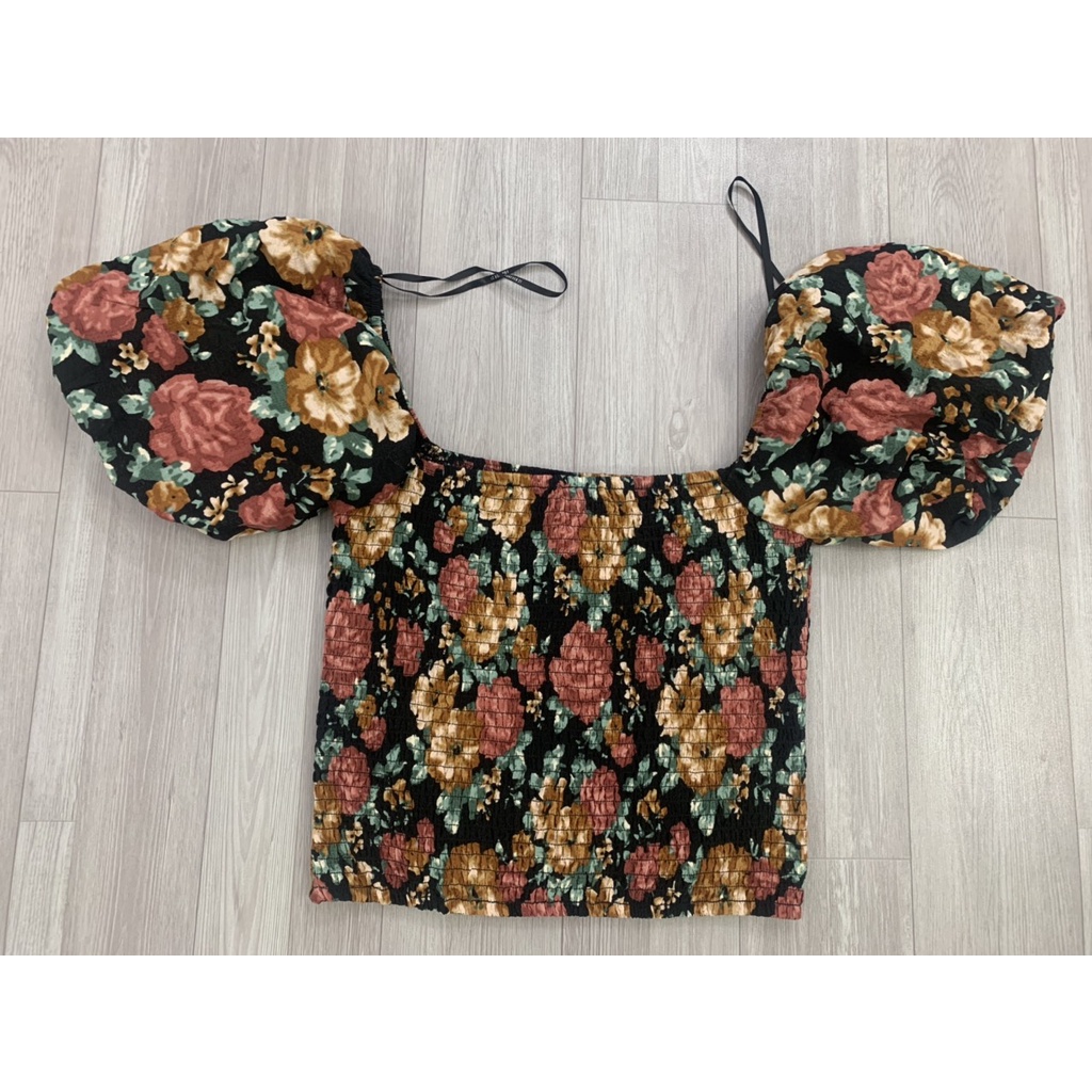 Áo Croptop Nữ Bông tay phồng vnxk 2mau hiệu Forever 21 vnxk chuẩn xịn