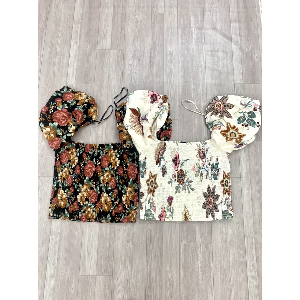 Áo Croptop Nữ Bông tay phồng vnxk 2mau hiệu Forever 21 vnxk chuẩn xịn