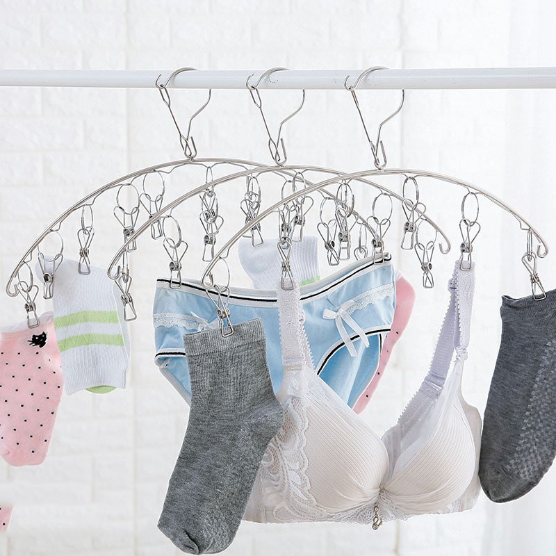 Móc Phơi Quần Áo Kèm Kẹp Hình Vuông, Móc Treo Phơi Tất Đa Năng Tiện Lợi Thẩm Mỹ