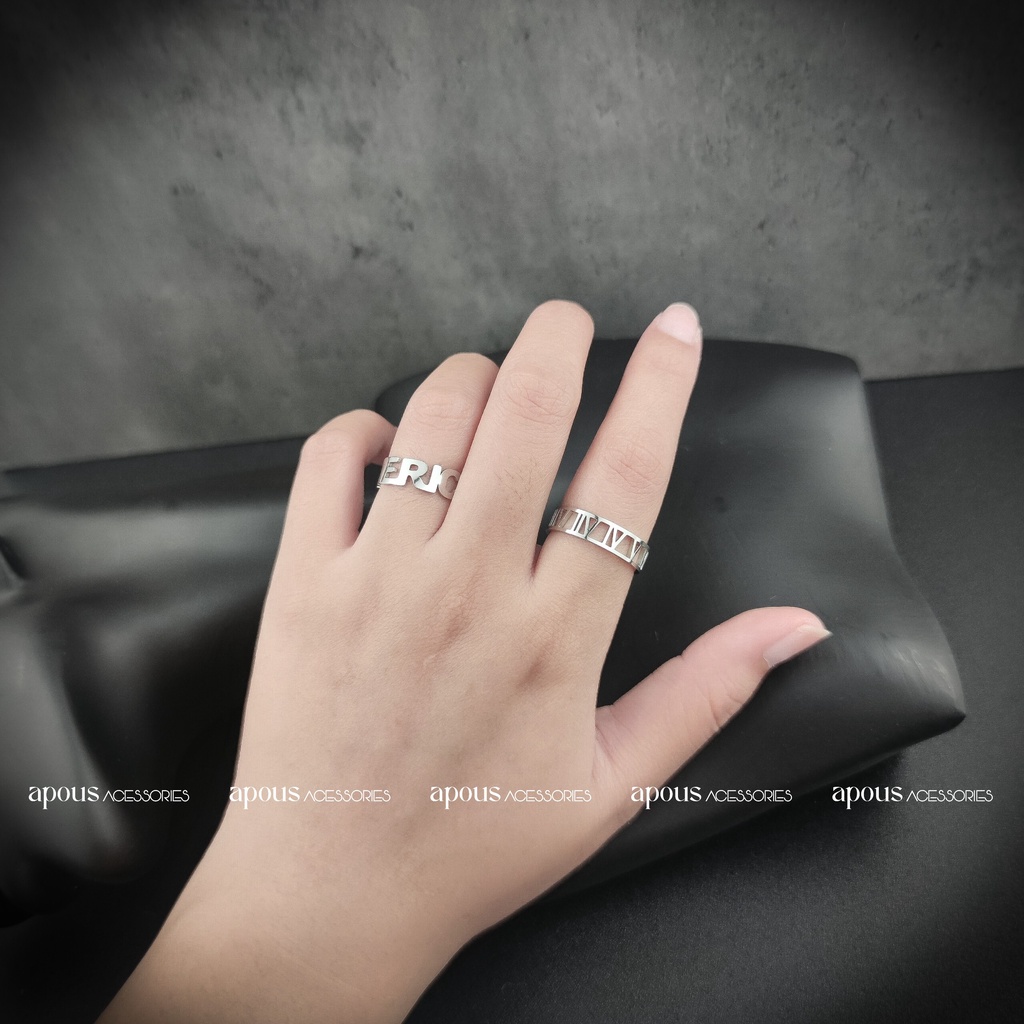 Nhẫn nam nữ Chữ Số La Mã Vương Miệng Freesize N042 - Thép Titan - Phụ kiện trang sức Unisex Apous