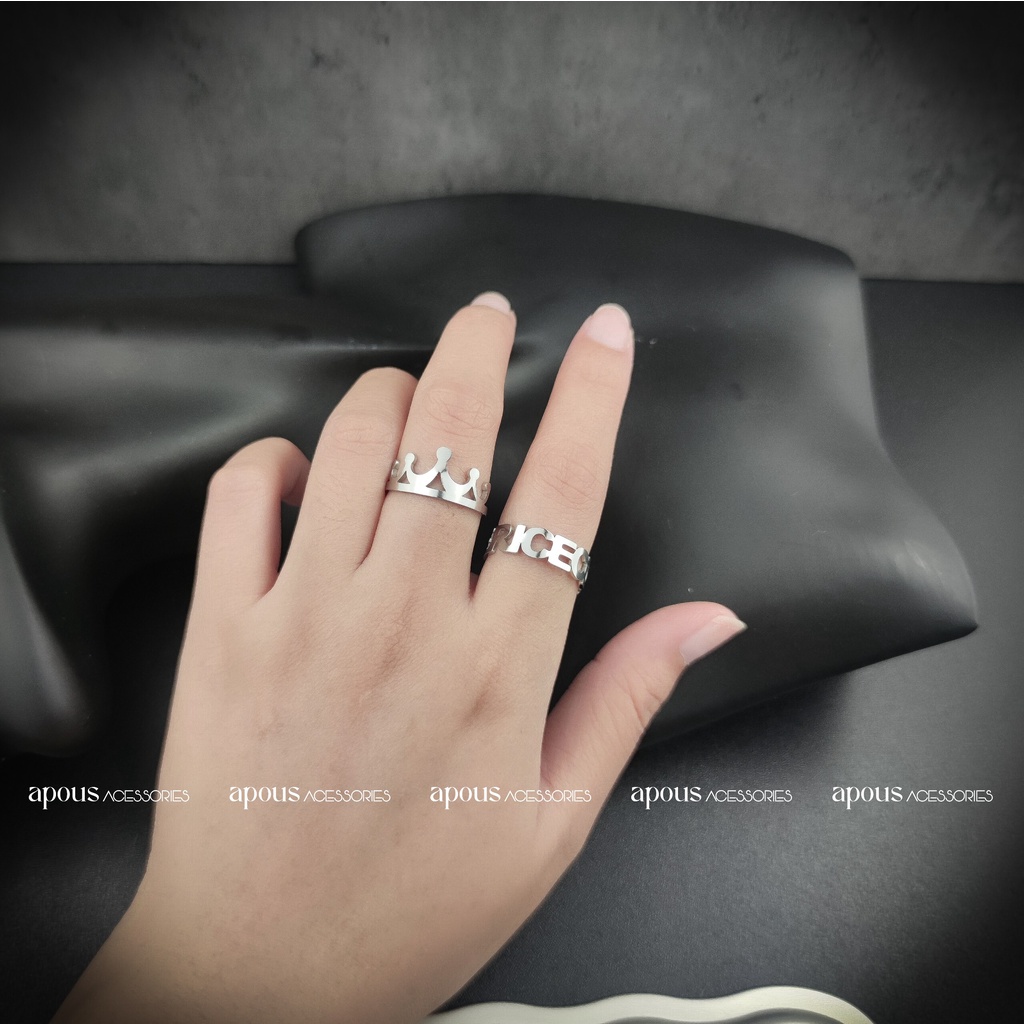 Nhẫn nam nữ Chữ Số La Mã Vương Miệng Freesize N042 - Thép Titan - Phụ kiện trang sức Unisex Apous