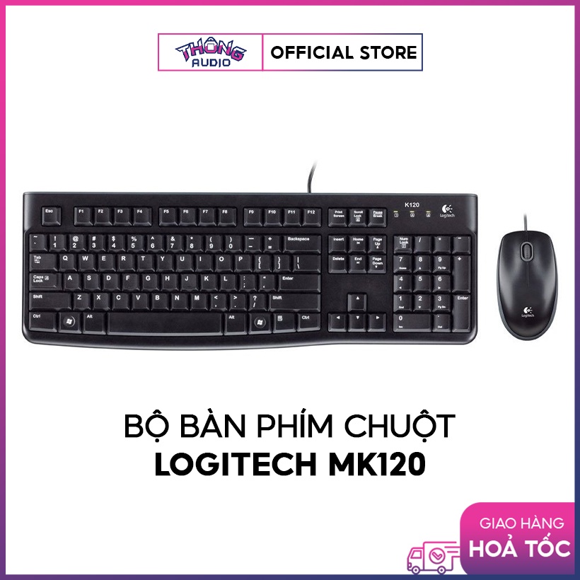 Bộ bàn phím chuột Logitech MK120 - Hàng chính hãng, bảo hành 3 năm