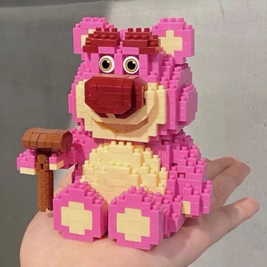 Mô hình lắp ráp mini Gấu Dâu Lotso hoạt hình dễ thương - Đồ chơi lắp ghép 3D cho bé