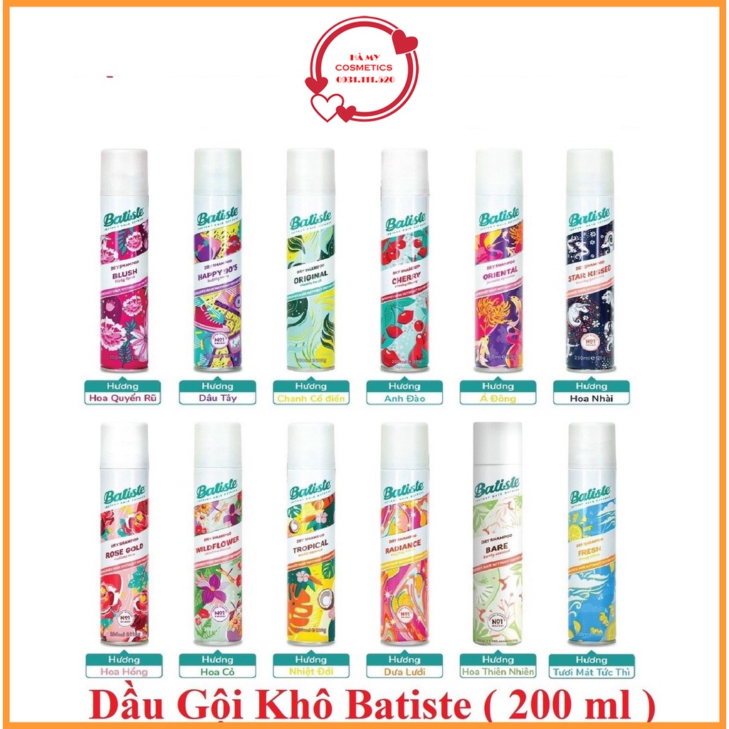 Dầu gội khô Batiste Dry Shampoo 200ml